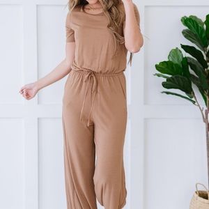 Came Brown Jumpsuit with Pockets by Zenana
